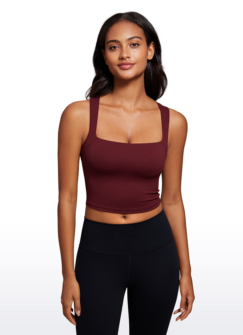 Butterluxe Longline Square Neck Built-in Bra Sports Tanks