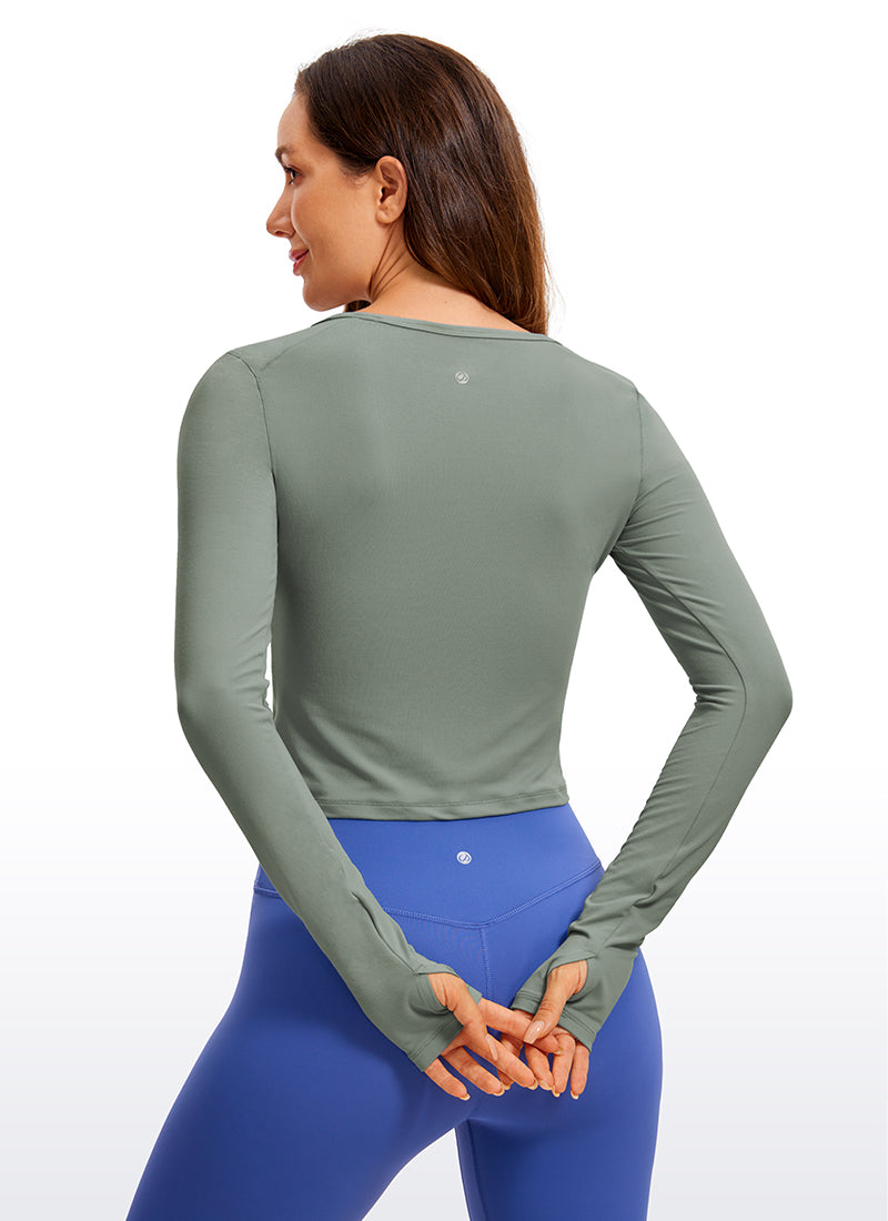 Brushed Long Sleeve with Thumbholes Cropped